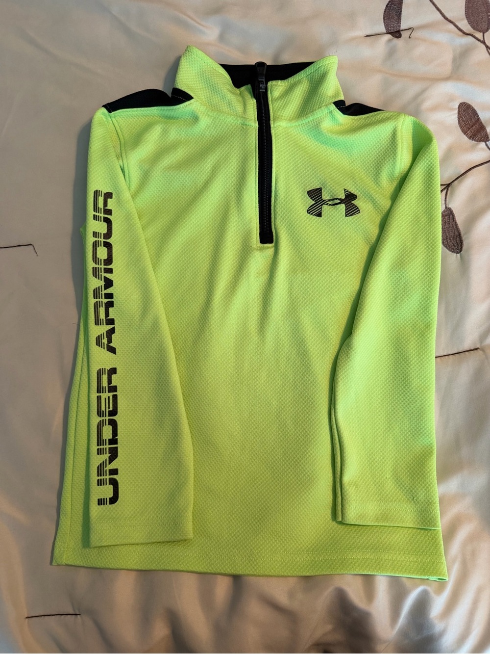 Under Armour Neon Yellow Kids' Quarter-Zip Performance Top
